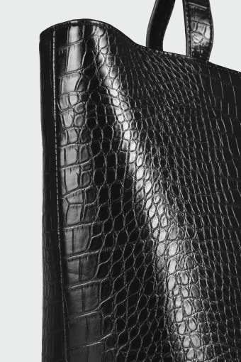 Torebka z tłoczonej skóry ekologicznej, czarna