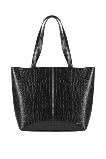 Torebka z tłoczonej skóry ekologicznej, czarna