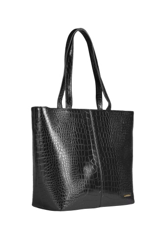 Torebka z tłoczonej skóry ekologicznej, czarna