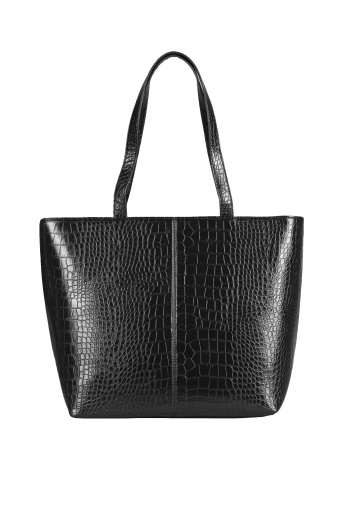 Torebka z tłoczonej skóry ekologicznej, czarna