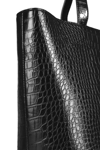 Torebka z tłoczonej skóry ekologicznej, czarna