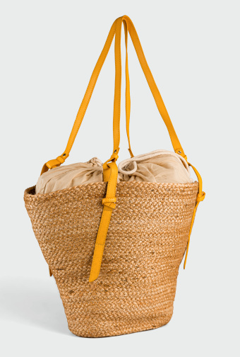 Torebka z tkaniny jutowej, beżowo-żółta