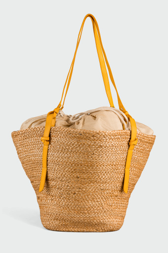 Torebka z tkaniny jutowej, beżowo-żółta
