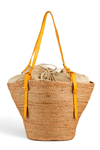 Torebka z tkaniny jutowej, beżowo-żółta