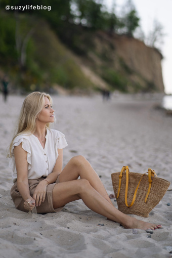 Torebka z tkaniny jutowej, beżowo-żółta