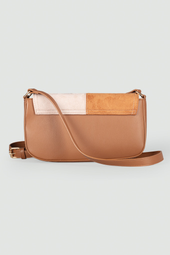 Torebka patchwork, beżowo-brązowa