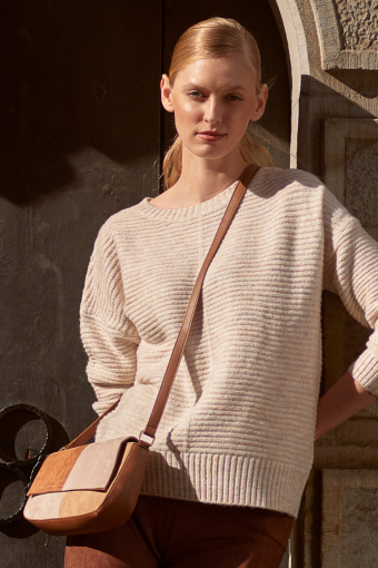 Torebka patchwork, beżowo-brązowa