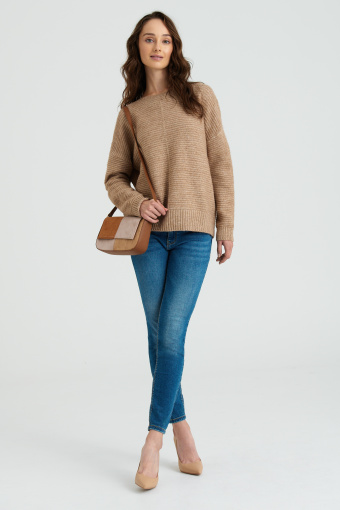 Torebka patchwork, beżowo-brązowa