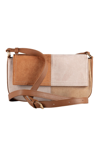 Torebka patchwork, beżowo-brązowa