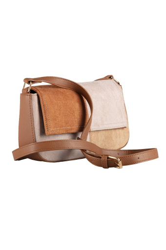 Torebka patchwork, beżowo-brązowa