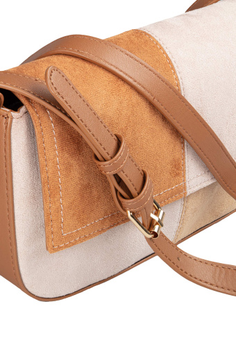 Torebka patchwork, beżowo-brązowa