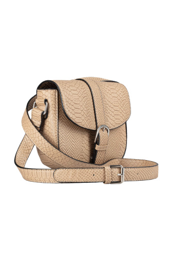 Torebka z ozdobą na klapie, eko skóra