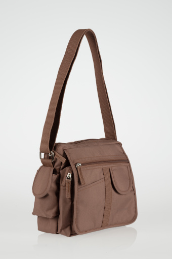 Brązowa listonoszka z kieszeniami