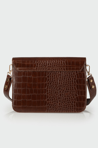 Torebka prostokątna w wężową strukturę z ozdobnym zapięciem