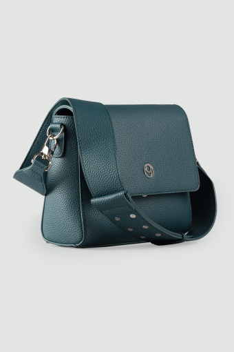 Turskusowa torebka na szerokim pasku