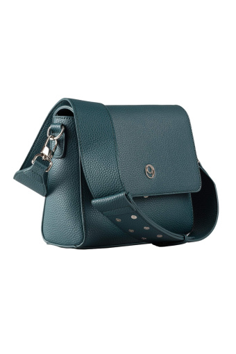 Turskusowa torebka na szerokim pasku