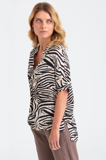 Wiskozowa tunika z nadrukiem w zebrę