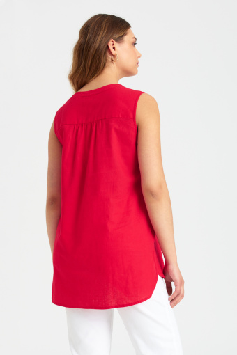 Lniana, czerwona tunika