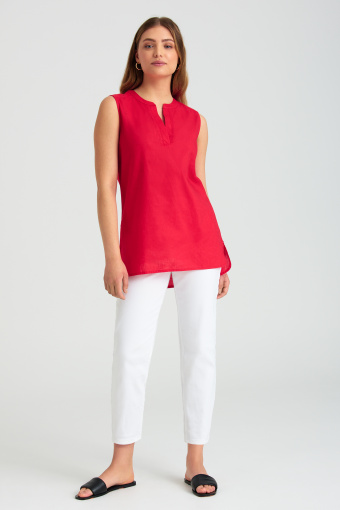 Lniana, czerwona tunika