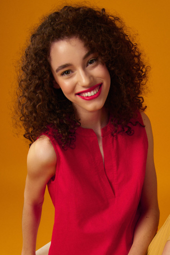 Lniana, czerwona tunika