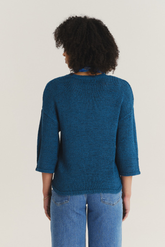 Turkusowy sweter z rękawem 3/4