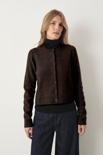 Wełniany kardigan w brązowym kolorze