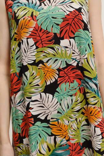 Wiskozowa sukienka z kolorowym wzorem tropic Wiskozowa sukienka z kolorowym wzorem tropic