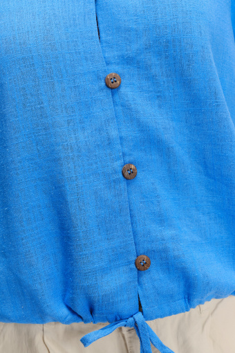 Wiskozowo-lniana bluzka w kolorze niebieskim 