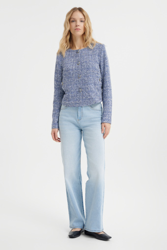 Niebieski pudełkowy żakiet