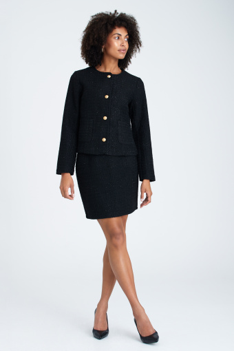 Elegancki, czarny żakiet z błyszczącą nitką Elegancki, czarny żakiet z błyszczącą nitką