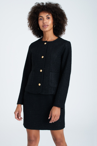 Elegancki, czarny żakiet z błyszczącą nitką Elegancki, czarny żakiet z błyszczącą nitką