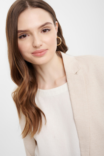 Lniany jednorzędowy żakiet beż