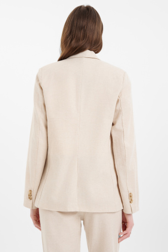 Lniany jednorzędowy żakiet beż