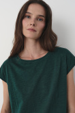 Bawełniany t-shirt w ciemnym odcieniu zieleni
