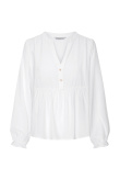Elegancka, biała bluzka z ozdobnym odcięciem