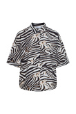 Luźna koszula z wiskozy, nadruk zebra