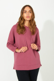 Długa bluza z dodatkiem włókien ekologicznych, różowa