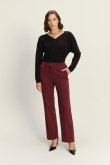 Efektowne bordowe spodnie z wysokim stanem