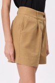 Bawełniano-lniane szorty zakładkami