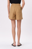 Bawełniano-lniane szorty zakładkami