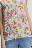 Casualowy top z nadrukiem w barwne kwiaty