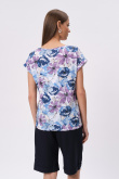 Kobiecy top w fioletowo-niebieskie kwiaty