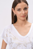 Biały top z grafiką z motywem roślinnym