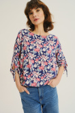 Niebiesko-różowa bluzka w kwiatowy nadruk