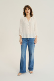 Wiskozowa biała bluzka z rękawami 3/4