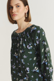 Wiskozowa bluzka w kwiaty rękaw 3/4