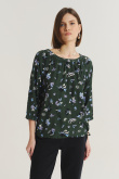 Wiskozowa bluzka w kwiaty rękaw 3/4