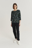 Wiskozowa bluzka w kwiaty rękaw 3/4
