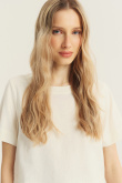 Lniano-wiskozowa bluzka z krótkim rękawem