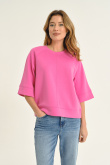 Różowa luźna bluza z rękawem 3/4
